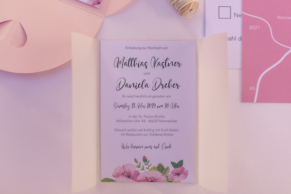 Einladungskarte rosarot